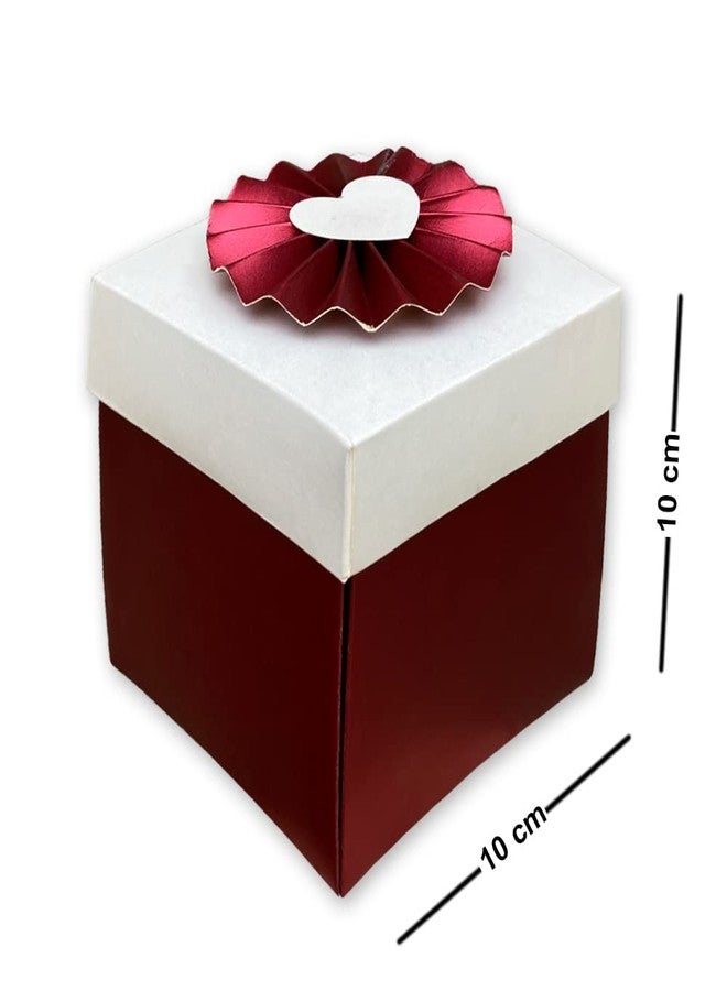 CRAFTED WITH PASSION صندوق هدايا مفاجئ قابل للتفجير / هدايا فريدة لأعياد الميلاد / الذكرى السنوية / بطاقة تهنئة مصنوعة يدوياً (لون عنابي وأبيض) - Image 2